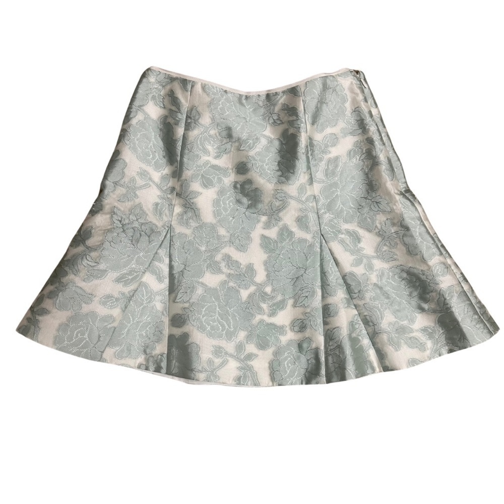 REISS Jacquard Mini Skirt SZ 8 Mint Green Floral Special Event Coquette READ